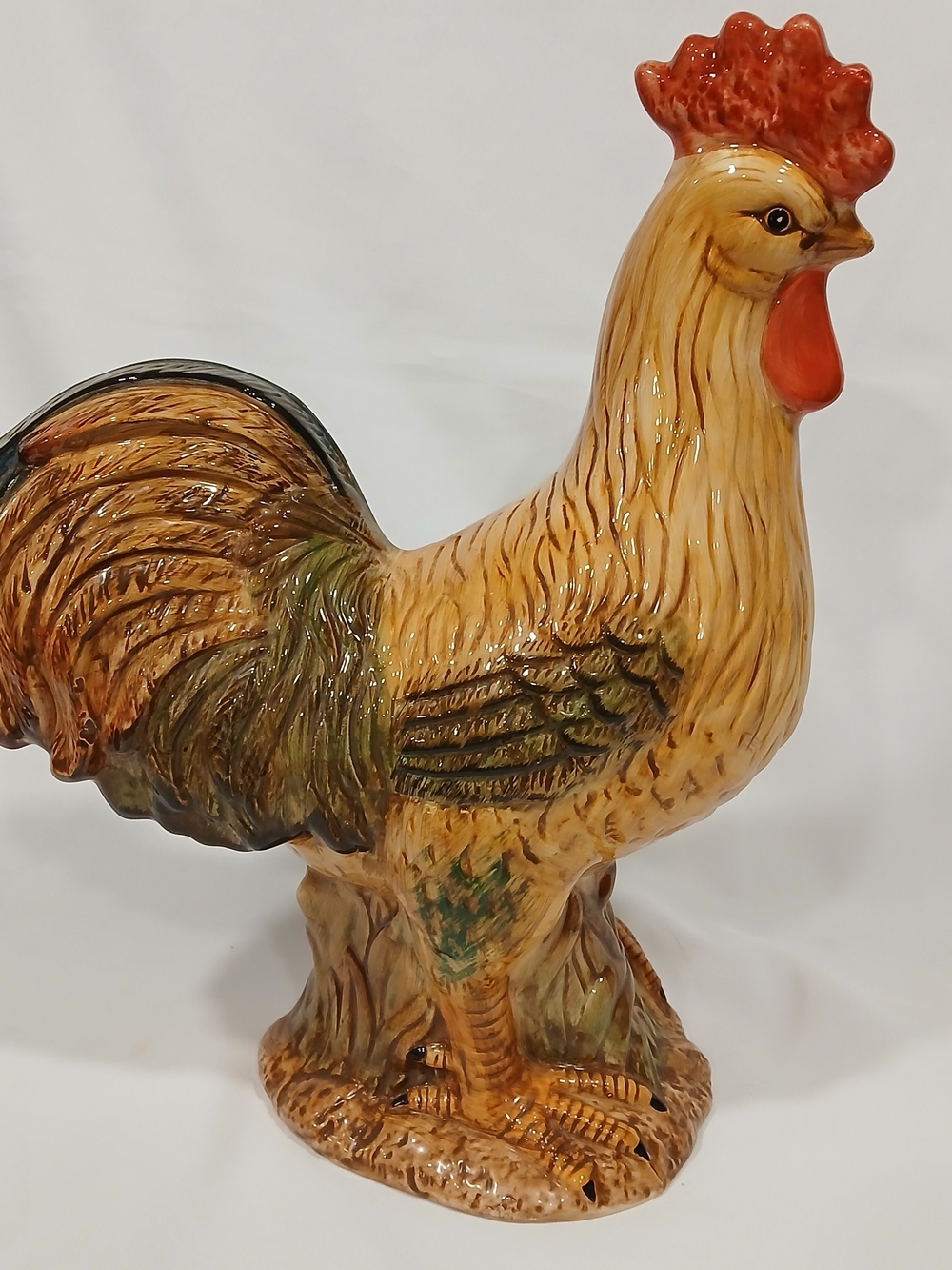 Large Ceramic Rooster Country Farmhouse Decor Chicken Cottagecore Vintage-Style